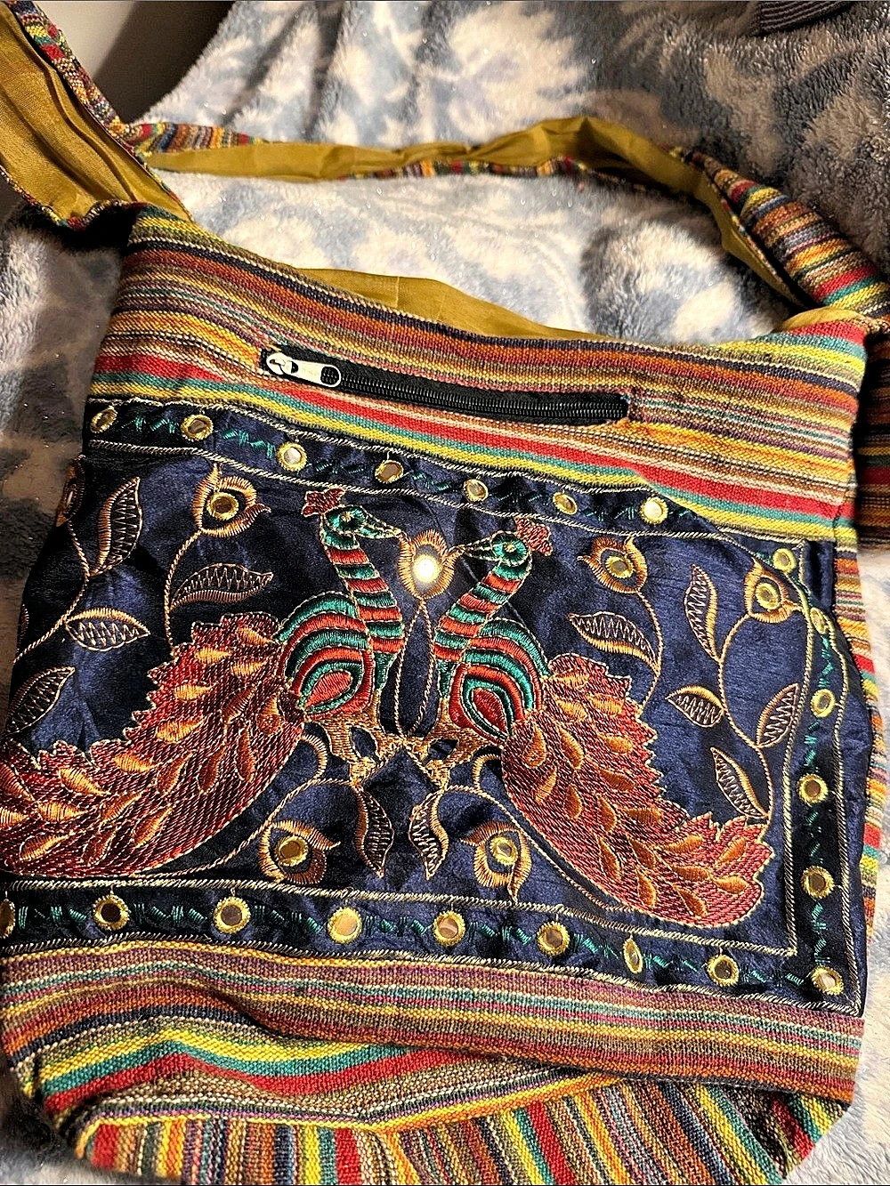 Embroidered Multicolor Shoulder Bag